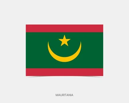 Mauritania Rectangle flag icon with shadow. Stock Illustration