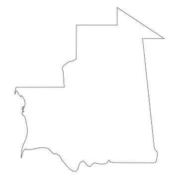 Mauritania - solid black outline border map of country area. Simple flat vector Stock Illustration