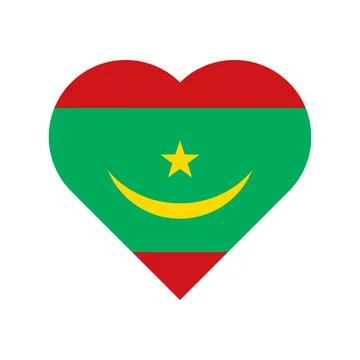 Mauritania vector flag heart on white background Illustrazione stock
