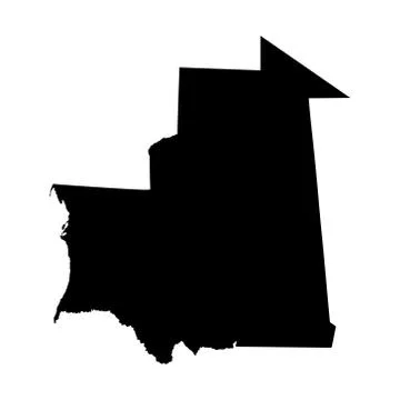 Mauritania vector map silhouette isolated on white background 库存插图