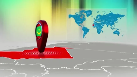 Mauritania World Map Pin Location Background Loop 4k Stock Footage 341771686