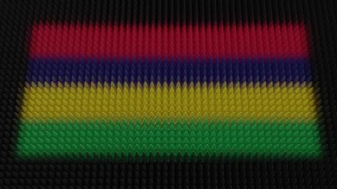 Mauritian Flag Light Shining on Scrolling Bullets Stock Footage 317693059