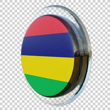 Mauritius 3d illustration flag on pole. Wood flagpole Stock Illustration