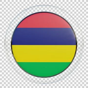 Mauritius 3d illustration flag on pole. Wood flagpole Stock Illustration