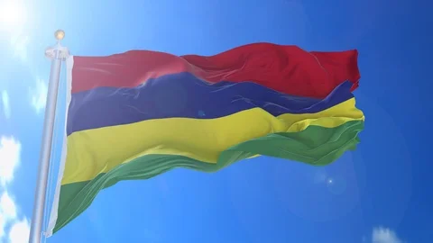 Mauritius animated flag pack in 3D and isolated background Stock Footage 119930273