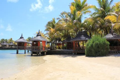 Mauritius Beach Huts Stock Photos