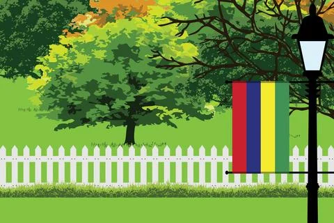 Mauritius Day Trees Lamp Vector Illustration Illustrazione stock