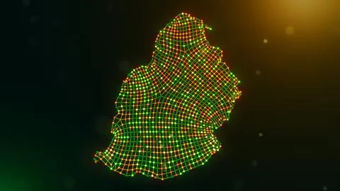 Mauritius Digital Connectivity Network Map With Flowing Data Mesh Illustrazione stock