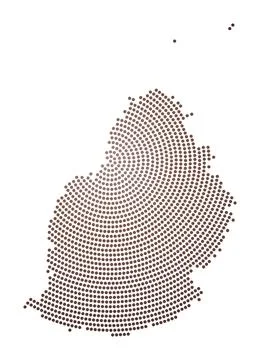 Mauritius dotted map. Digital style shape of Mauritius. Tech icon of the is.. Stock Illustration