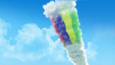 Mauritius Flag 3D Render Animation Created with Colored Smoke Trails by Airc Video stock 332308779