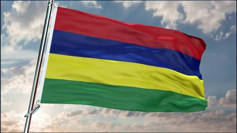 Mauritius flag background realistic waving in the wind 8K Ilustración de archivo