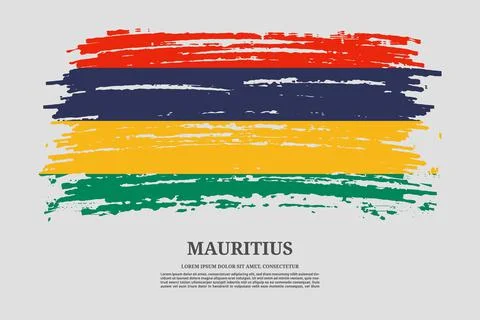Mauritius flag with brush stroke effect and information text poster, vector Stock Illustration