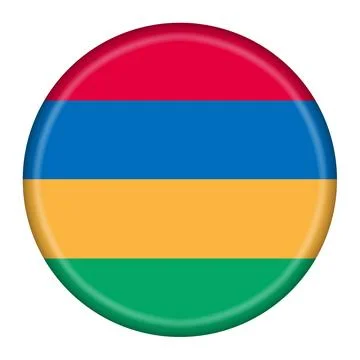 A Mauritius flag button 3d illustration with clipping path Stock Illustration
