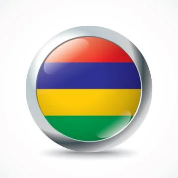 Mauritius flag button Stock Illustration