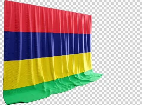 Mauritius Flag Curtain in 3D Rendering Showcasing Mauritius' Cultural Diversi Stock Illustration