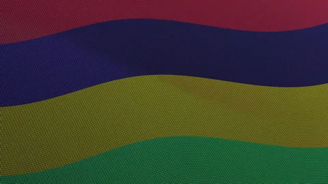 Mauritius Flag Digital Particle Waving Seamless Loop Animation on Black Bac.. Stock Footage 339303078