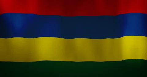 Mauritius flag fabric texture waving in the wind. Stock Footage 96008417