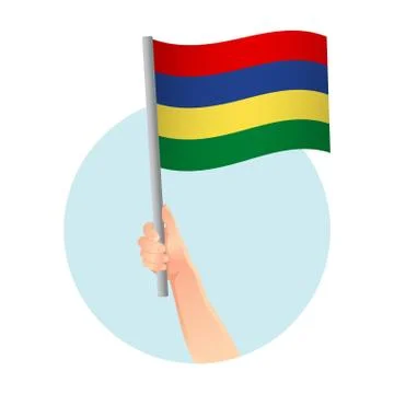 Mauritius flag in hand icon Illustrazione stock