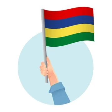 Mauritius flag in hand icon 스톡 일러스트