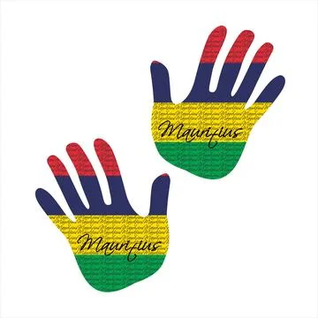 Mauritius flag hand vectors Stock Illustration