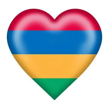 Mauritius flag heart button with clipping path Stock Illustration
