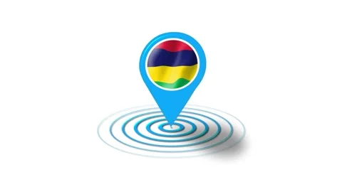 Mauritius flag icon 3d GPS location tracking animation in white background Stock Footage 264957299