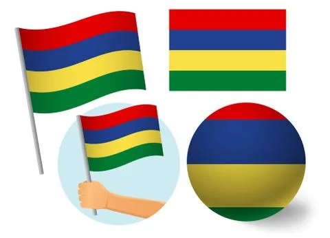 Mauritius flag icon set Stock Illustration