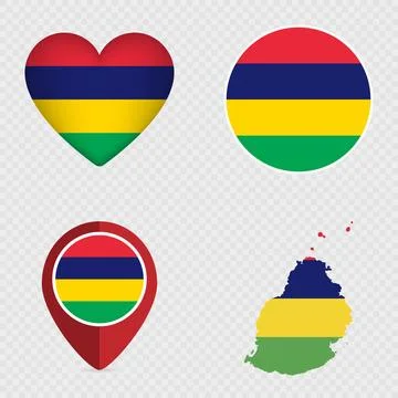 Mauritius Flag Icons Pack. Vector illustration. Stock Illustration