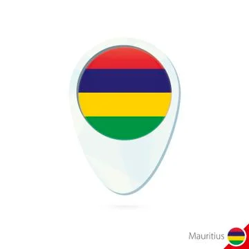 Mauritius flag location map pin icon on white background. Stock Illustration