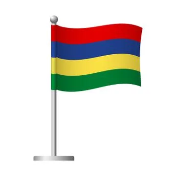 Mauritius flag on pole icon Stock Illustration