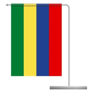 Mauritius flag on pole icon Stock Illustration