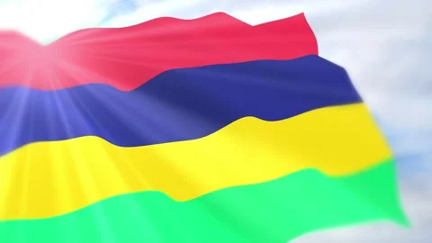 Mauritius Flag Seamless Loop 4k 60fps on Sky Background Stock Footage 340618138