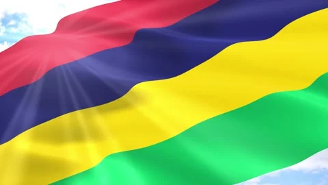 Mauritius Flag Seamless Loop 4k 60fps on Sky Background Stock Footage 341565682