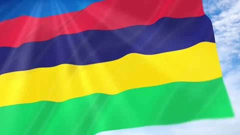 Mauritius Flag Seamless Loop 4k 60fps on Sky Background Stock Footage 341675342