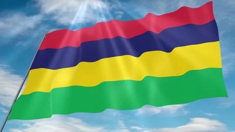 Mauritius Flag Seamless Loop 4k 60fps on Sky Background Stock Footage 341760364