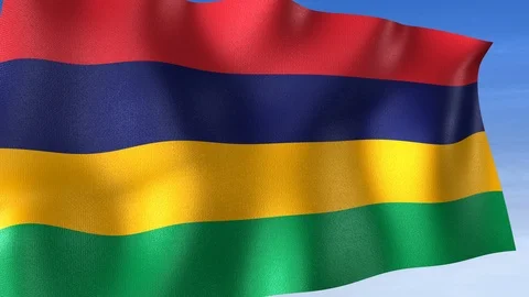 Mauritius Flag - Set of 3 Angles with Masks [3WaveSeries] Stock Footage 106045026