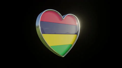 Mauritius Flag in the Shape of 3D Heart. Video stock 134930019
