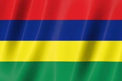 Mauritius flag of silk-3D panoramic  illustration Ilustração Stock