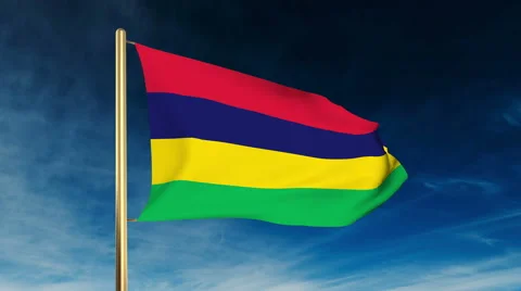 Mauritius flag slider style. Waving in the wind with cloud background animation Video stock 48909329