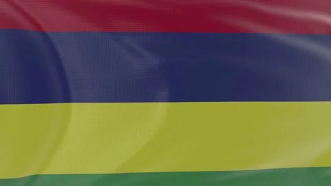 Mauritius flag in slow motion animation waving in the wind realistic Stock Footage 142996844