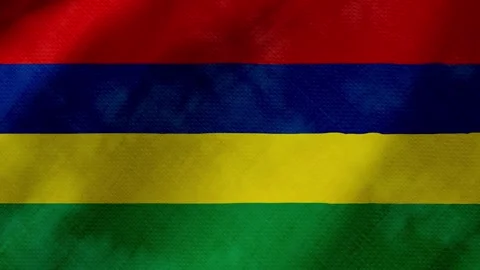 Mauritius flag waving background with real fabric texture Stockbeeldmateriaal 291917168
