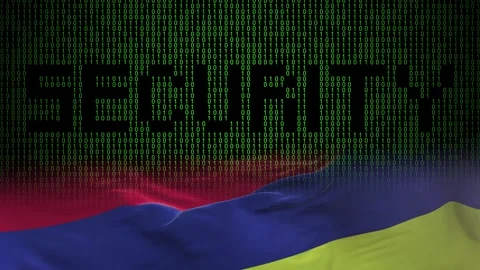 Mauritius flag - Waving flag on matrix binary code background Stock Footage 321422419