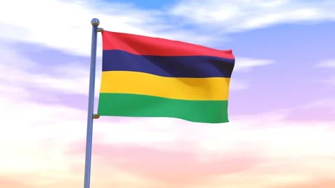 Mauritius Flag waving in the high wind Stock Footage 154711718