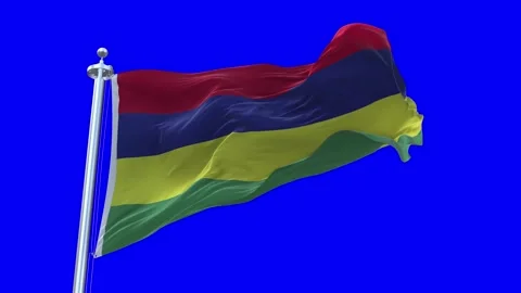 Mauritius Flag Waving in Loopable and Textured green screen background Stock Footage 296876974