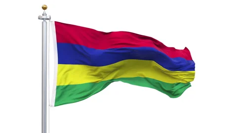 Mauritius flag waving looping with transparent background. Stock Footage 323440102