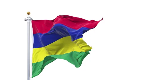 Mauritius flag waving looping with transparent background. Video stock 323440119