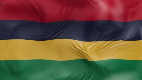 Mauritius flag waving Seamless silk flag 3d animation slow motion Looping Stock Footage 337950122