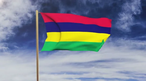 Mauritius flag waving in the wind. Green screen, alpha matte. Loopable animation Stock-Footage 48909411