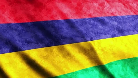 Mauritius Flag waving in the wind grunge version Stock Footage 236082685