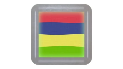 Mauritius flag waving in the wind. Icon in the frame. Animation loop Stock Footage 83724266